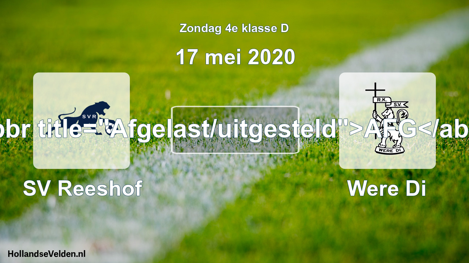 Scheduled Match: SV Reeshof - Were Di (17 May 2020)