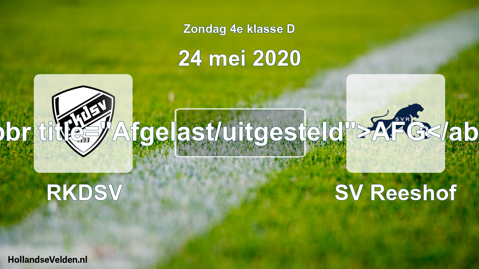 Scheduled Match: RKDSV - SV Reeshof (24 May 2020)