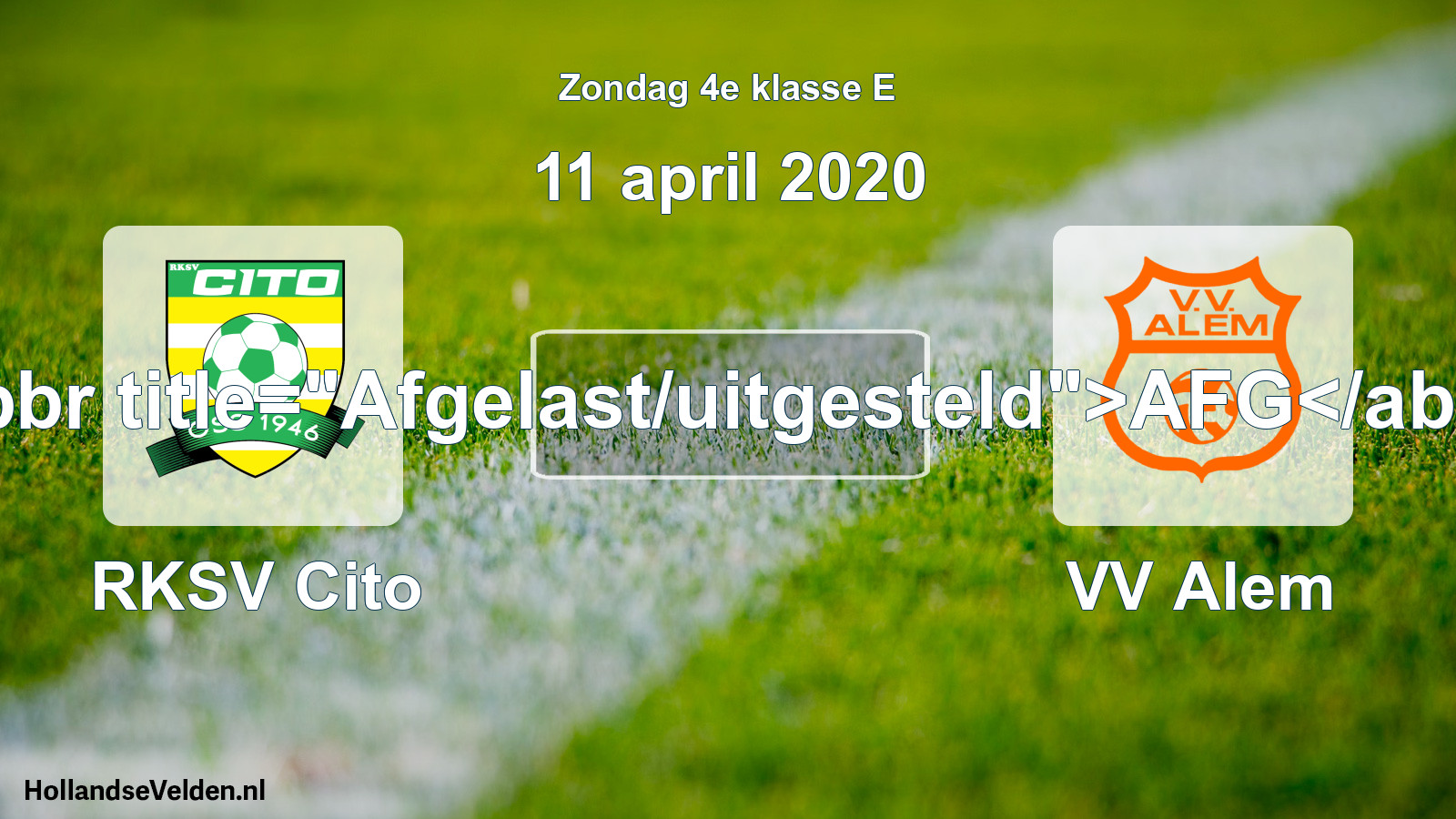 Scheduled Match: RKSV Cito - VV Alem (11 April 2020)