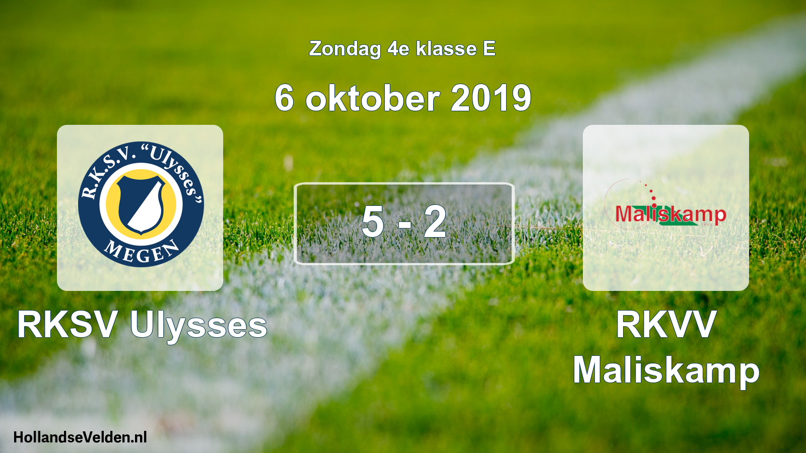 Total number of matches played: RKSV Ulysses - RKVV Maliskamp 5 - 2 (6 October 2019)