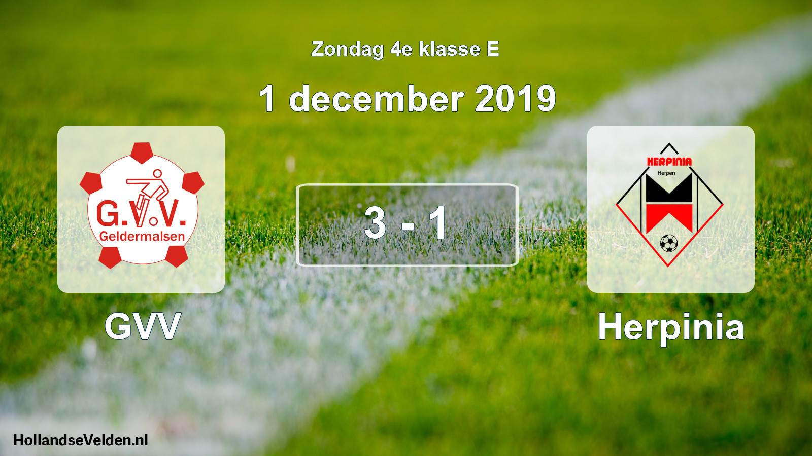 Total number of matches played: GVV - Herpinia 3 - 1 (1 December 2019)