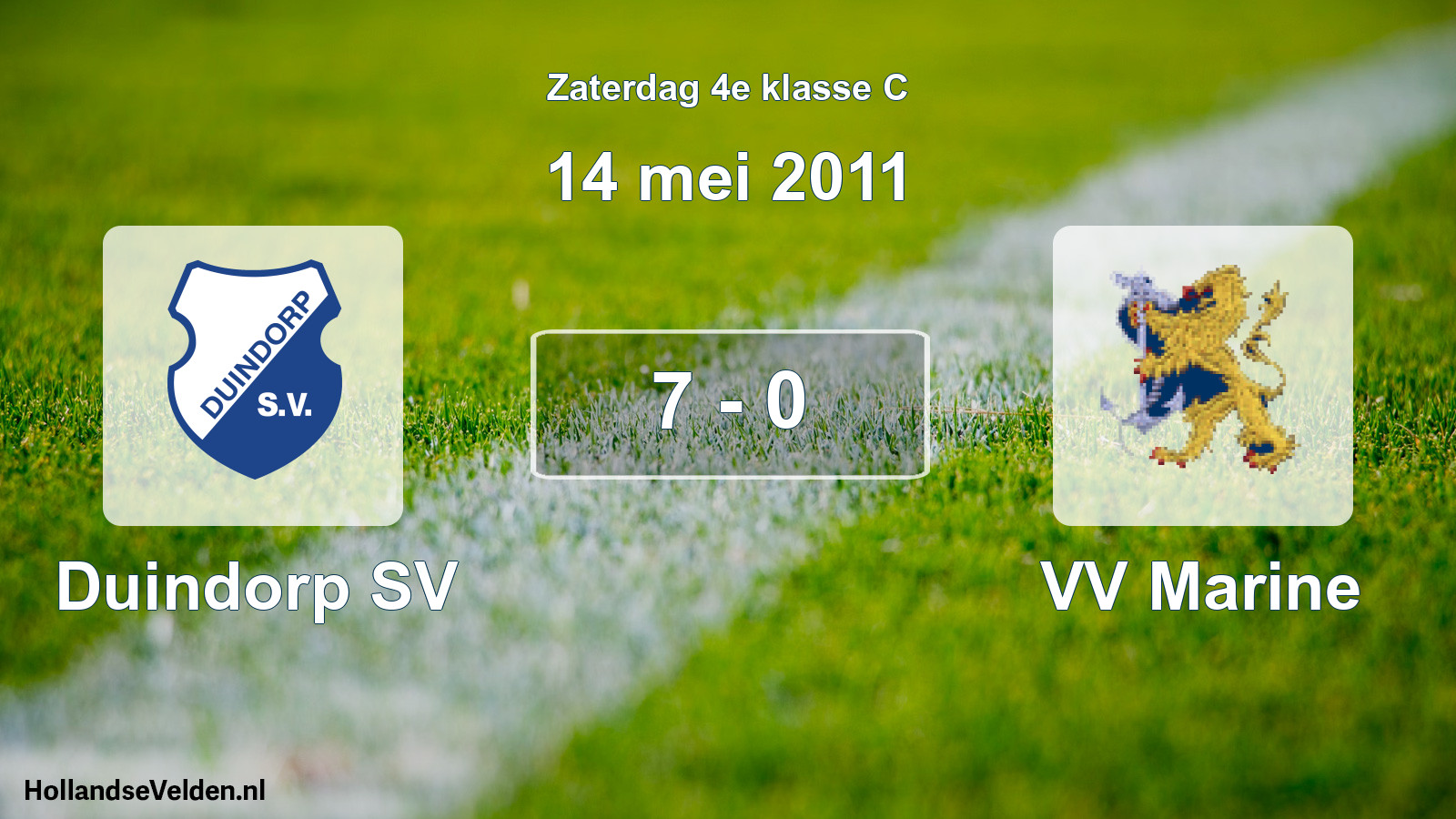 Total number of matches played: Duindorp SV - VV Marine 7 - 0 (14 May 2011)