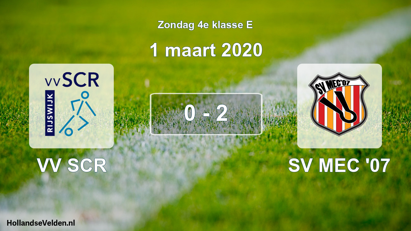 Total number of matches played: VV SCR - SV MEC '07 0 - 2 (1 March 2020)