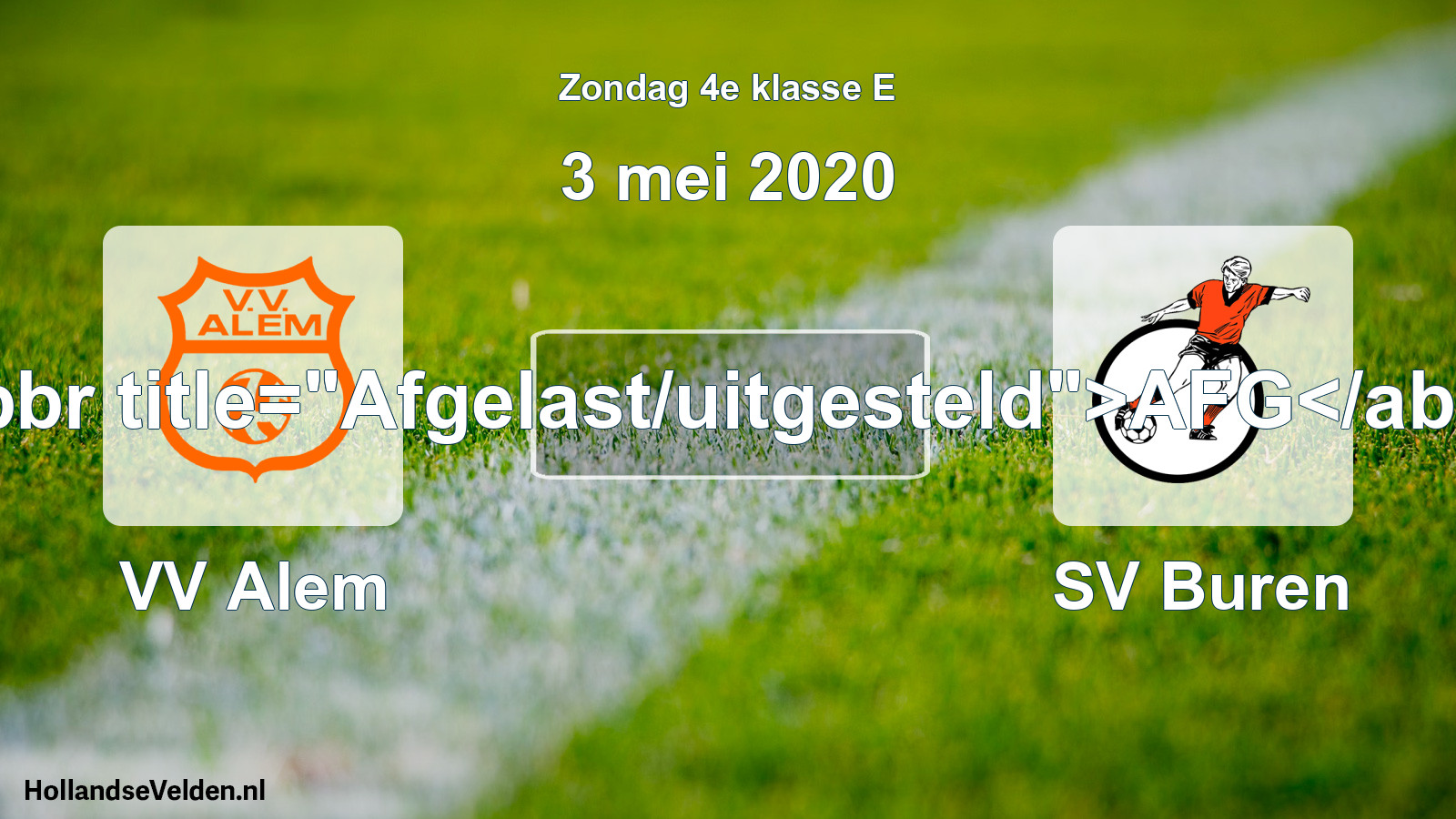 Scheduled Match: VV Alem - SV Buren (3 May 2020)