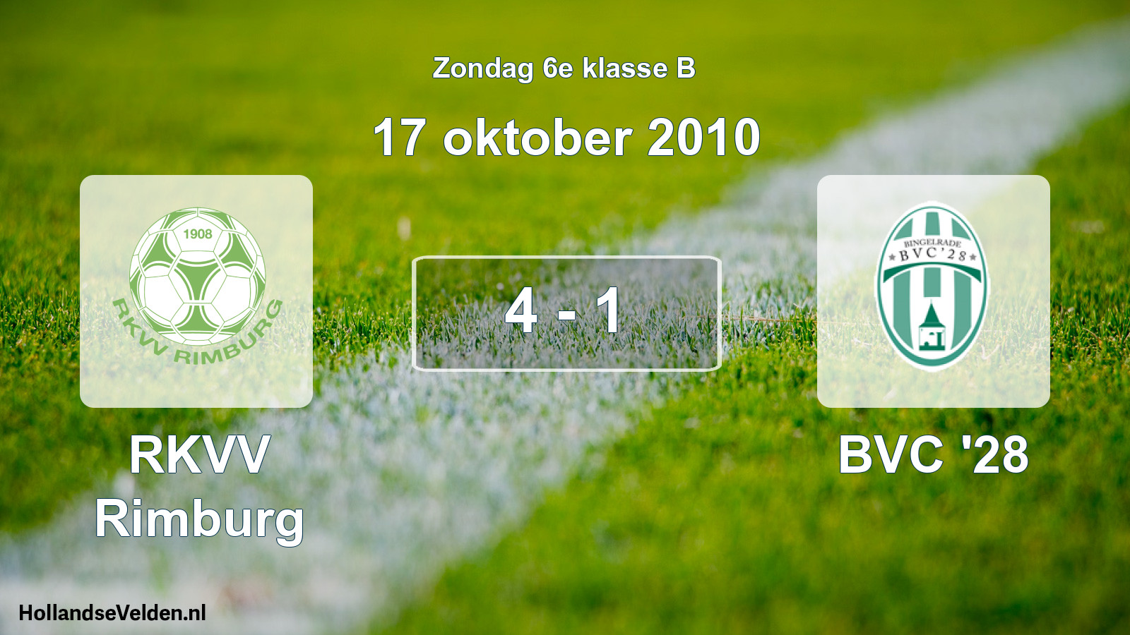 Total number of matches played: RKVV Rimburg - BVC '28 4 - 1 (17 October 2010)