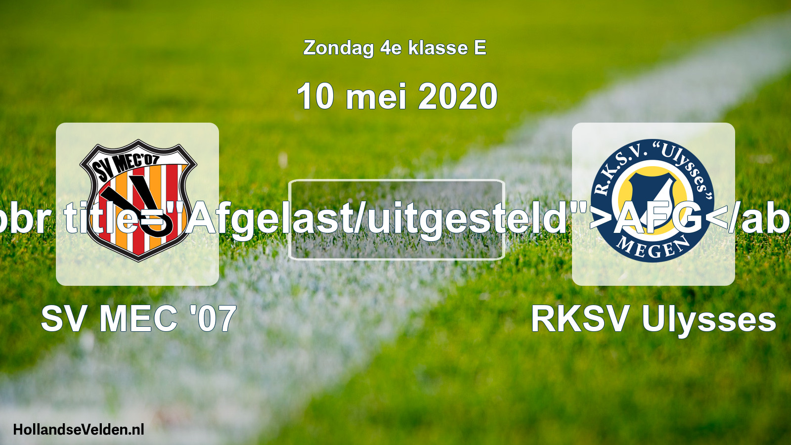 Scheduled Match: SV MEC '07 - RKSV Ulysses (10 May 2020)
