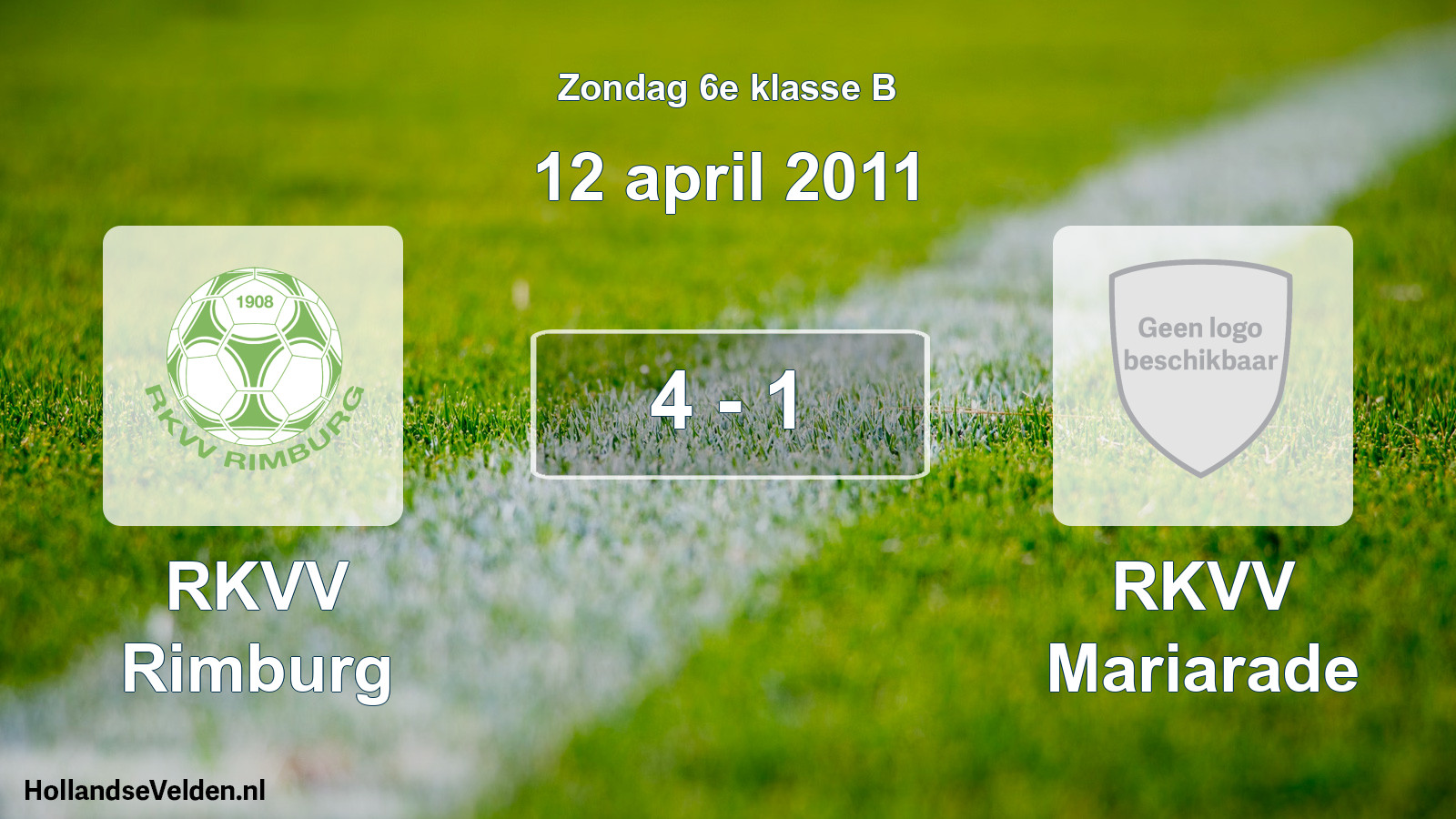 Total number of matches played: RKVV Rimburg - RKVV Mariarade 4 - 1 (12 April 2011)