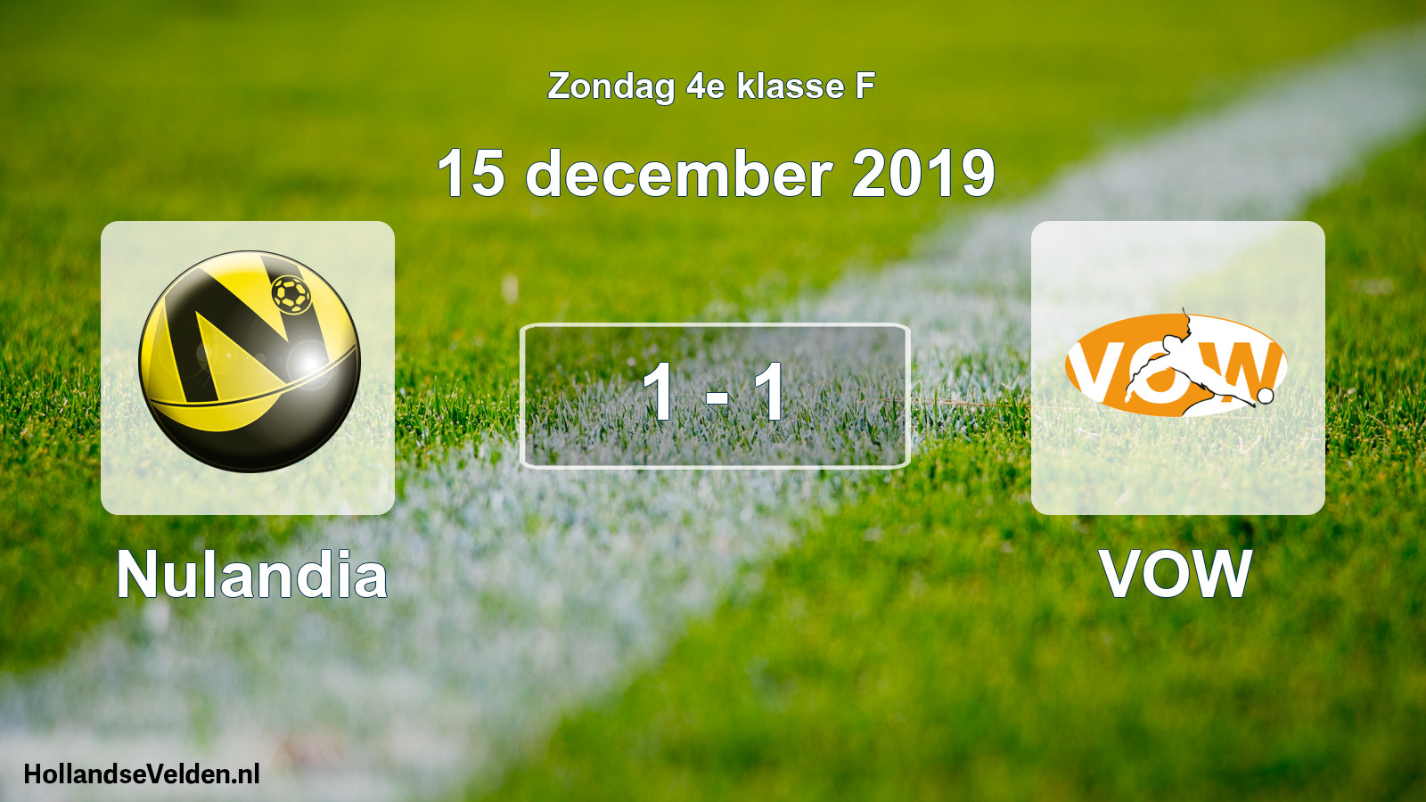 Total number of matches played: Nulandia - VOW 1 - 1 (15 December 2019)