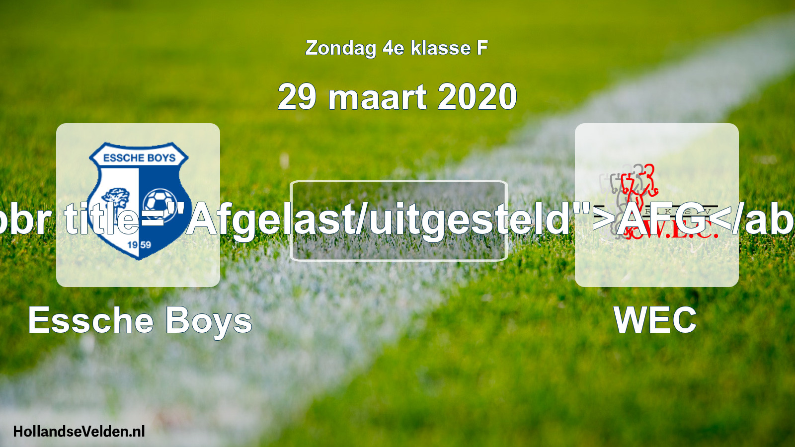 Scheduled Match: Essche Boys - WEC (29 March 2020)