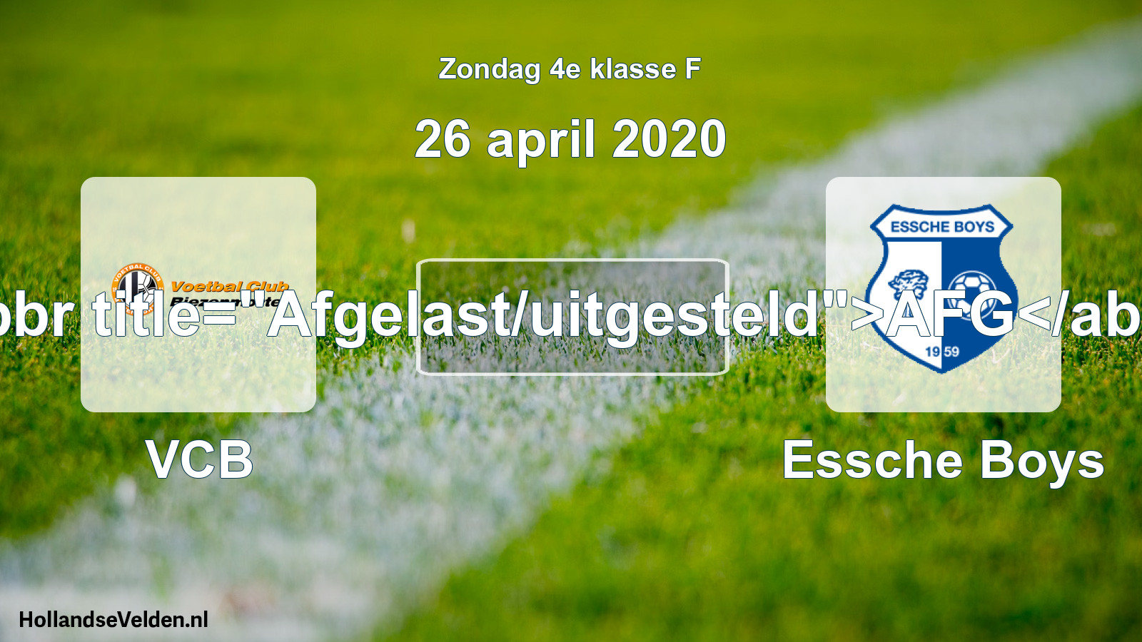 Scheduled Match: VCB - Essche Boys (26 April 2020)