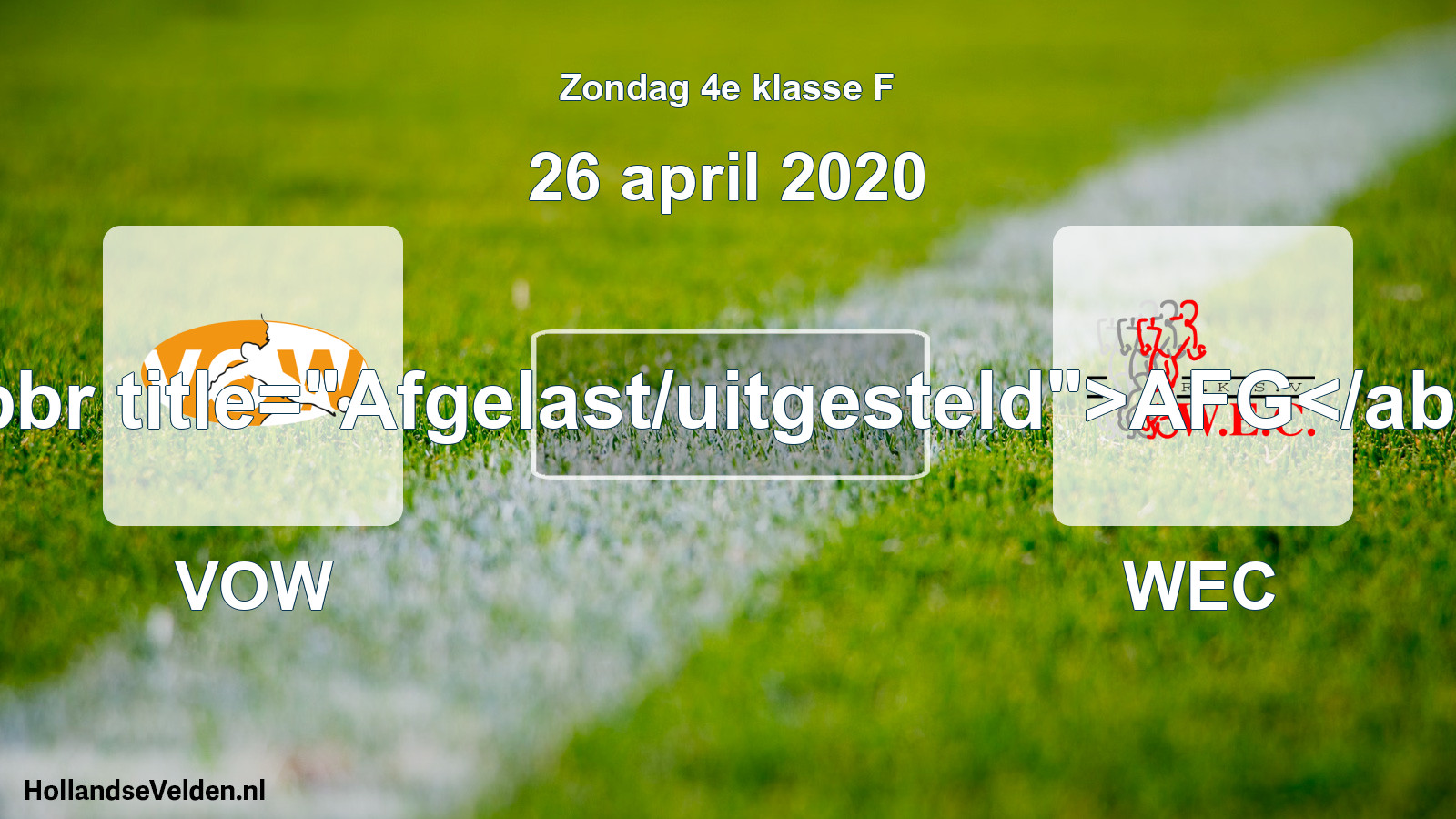 Scheduled Match: VOW - WEC (26 April 2020)