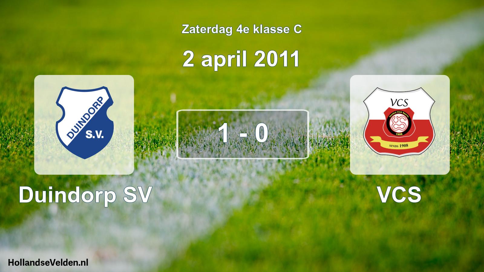 Total number of matches played: Duindorp SV - VCS 1 - 0 (2 April 2011)