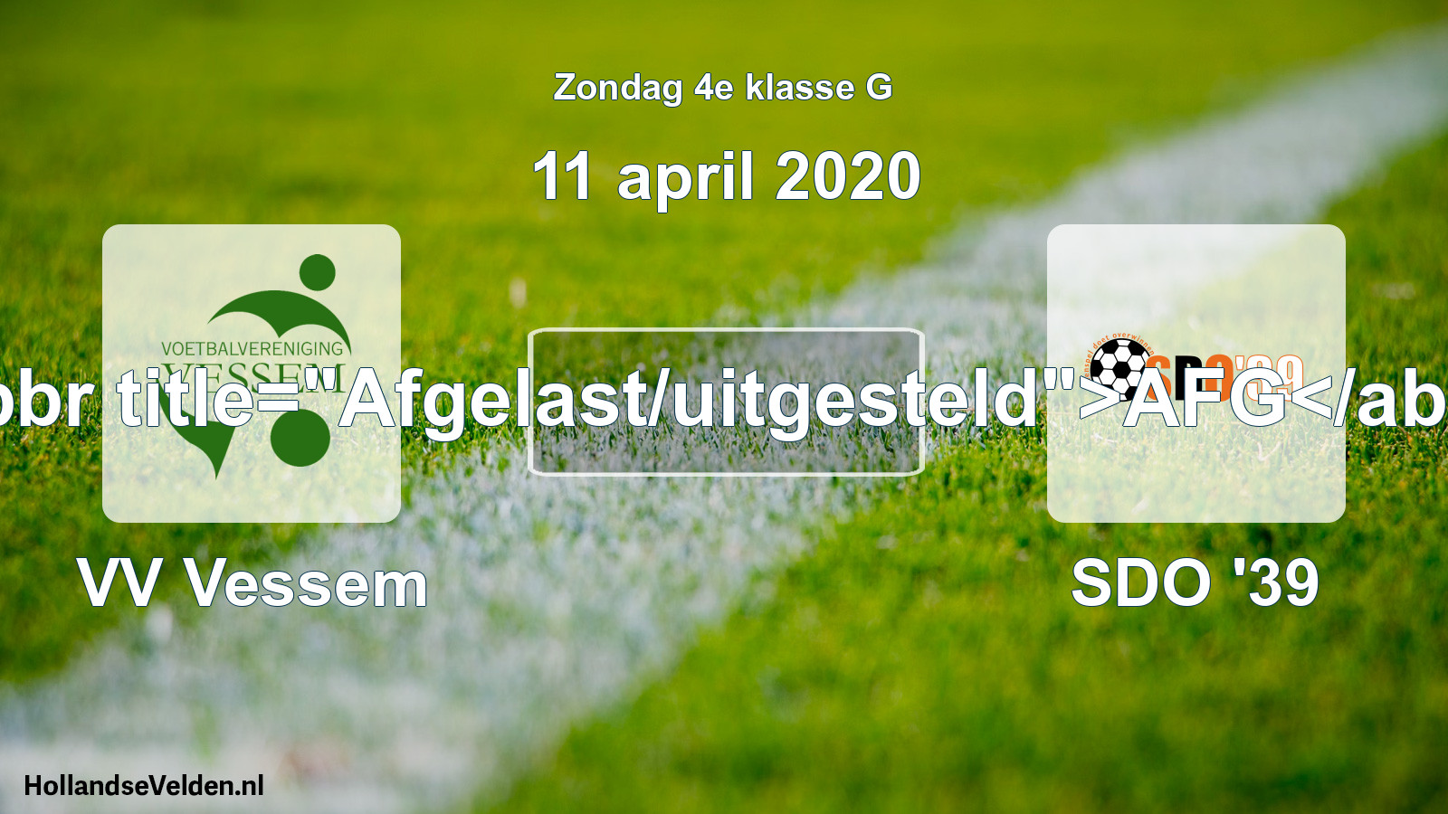 Scheduled Match: VV Vessem - SDO '39 (11 April 2020)