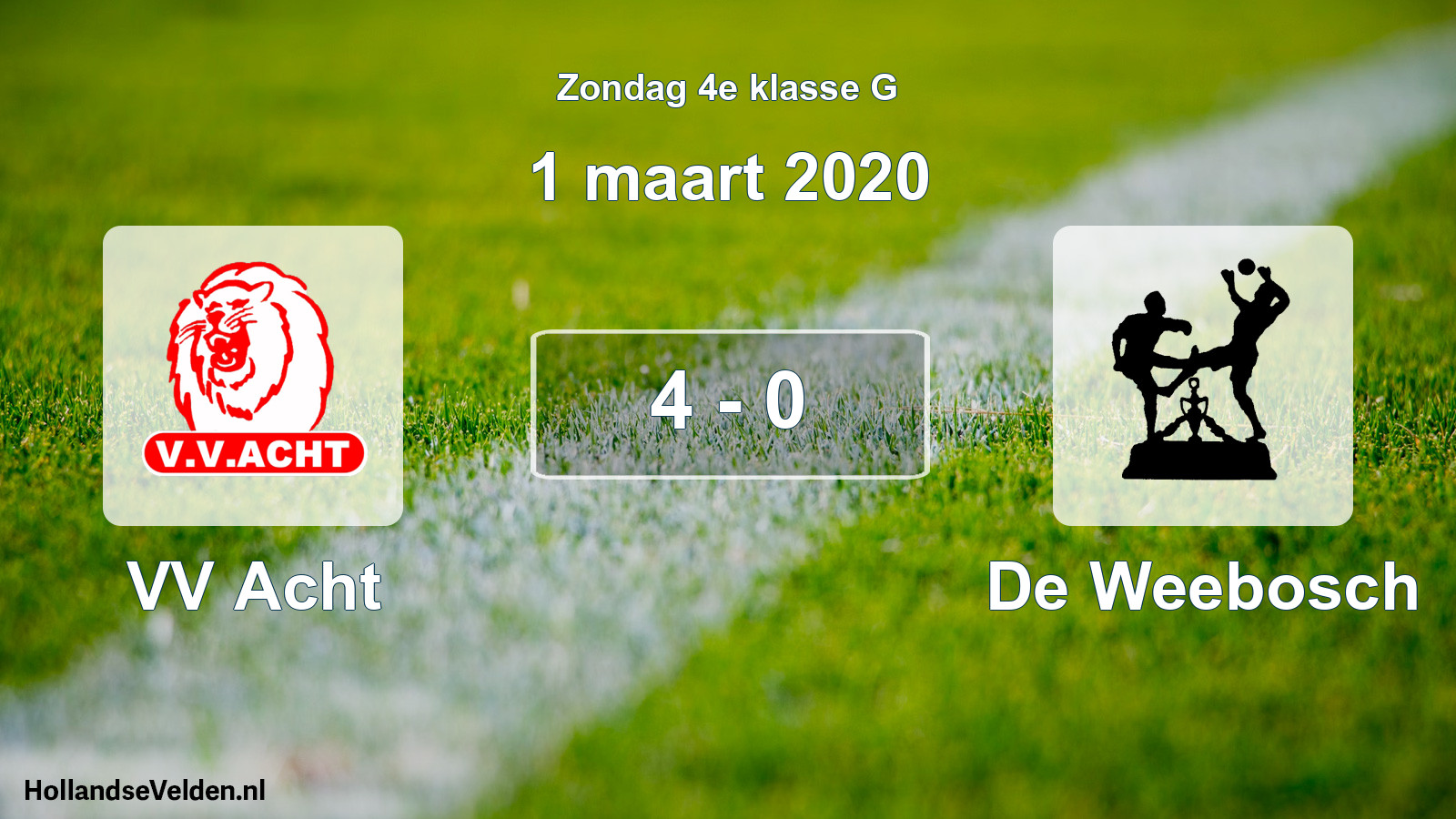 Total number of matches played: VV Acht - De Weebosch 4 - 0 (1 March 2020)