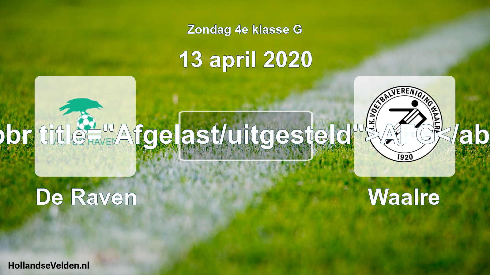 Scheduled Match: De Raven - Waalre (13 April 2020)