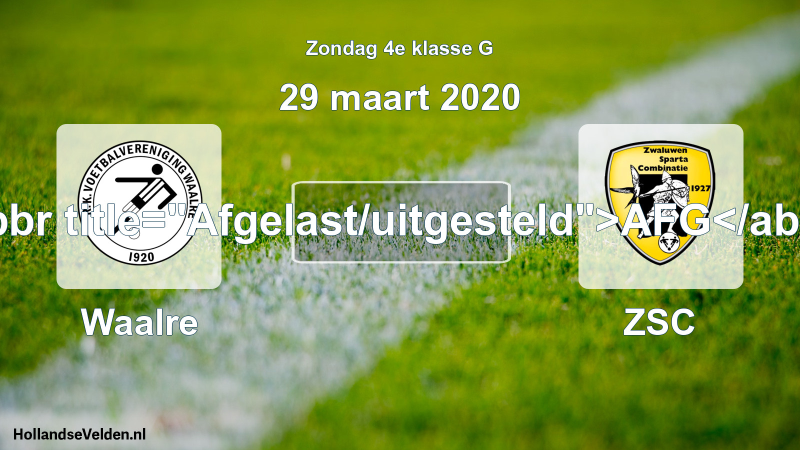 Scheduled Match: Waalre - ZSC (29 March 2020)