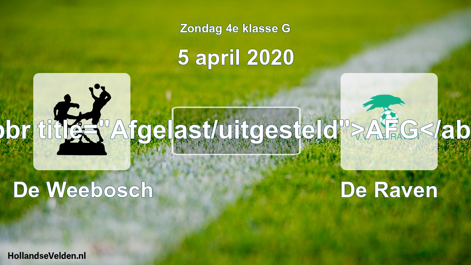 Scheduled Match: De Weebosch - De Raven (5 April 2020)