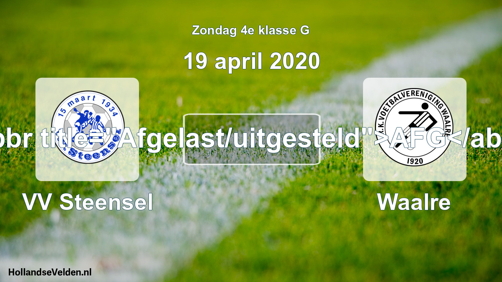 Scheduled Match: VV Steensel - Waalre (19 April 2020)