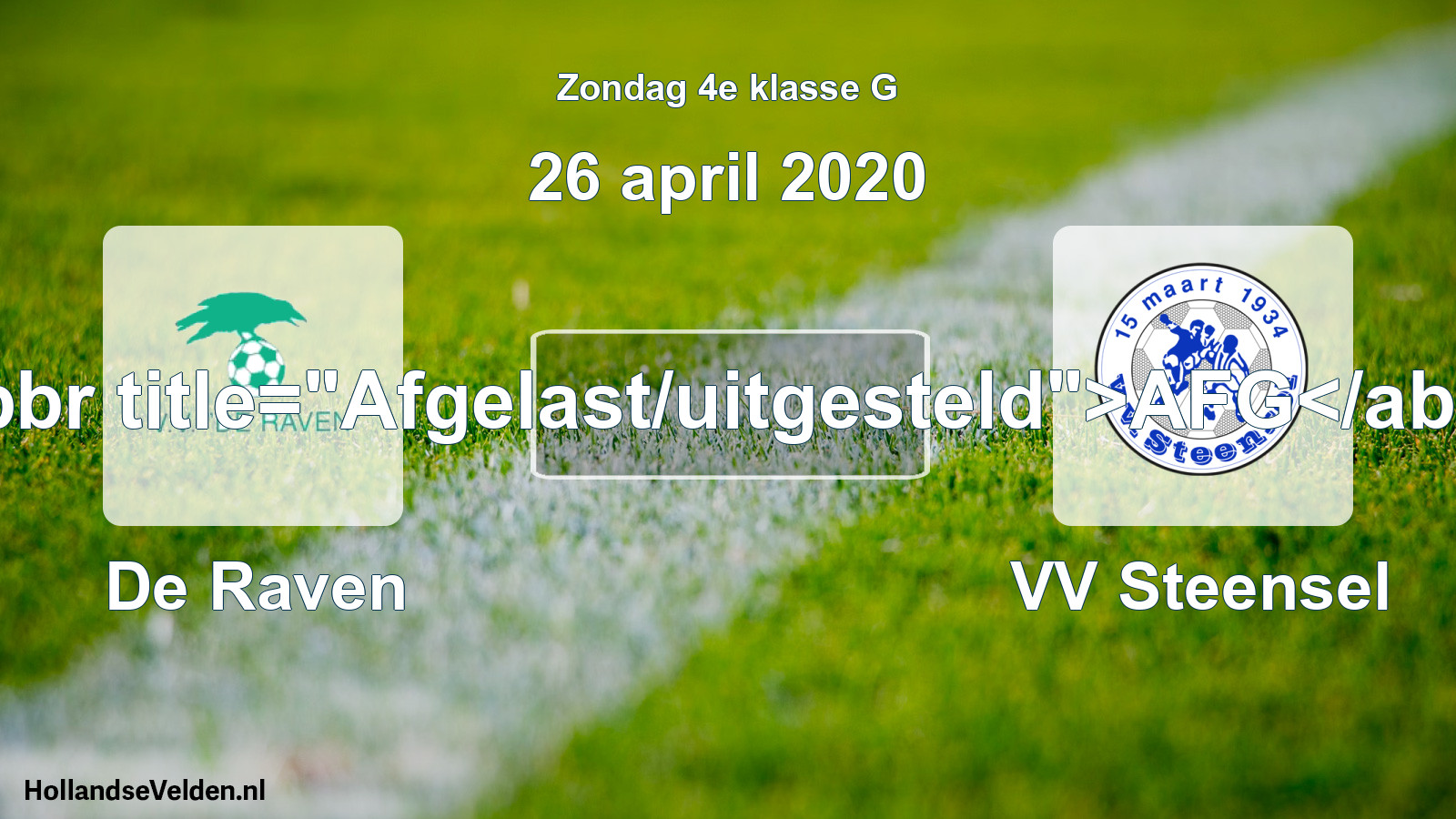 Scheduled Match: De Raven - VV Steensel (26 April 2020)