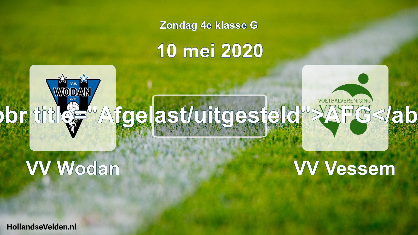 Scheduled Match: VV Wodan - VV Vessem (10 May 2020)