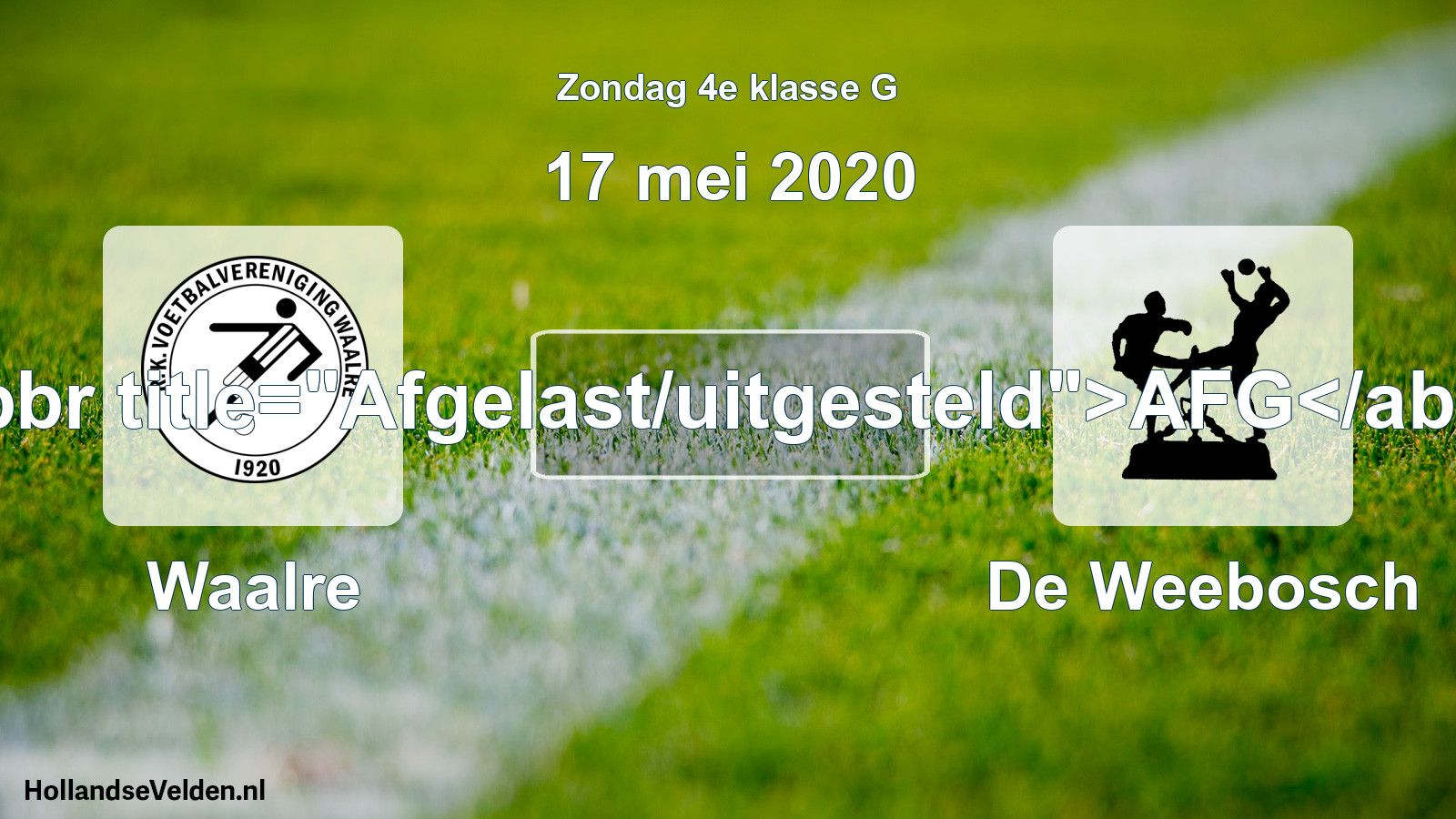 Scheduled Match: Waalre - De Weebosch (17 May 2020)