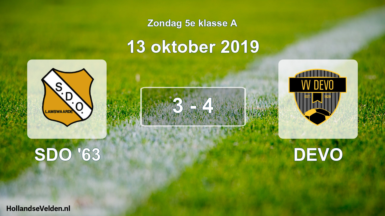Total number of matches played: SDO '63 - DEVO 3 - 4 (13 October 2019)