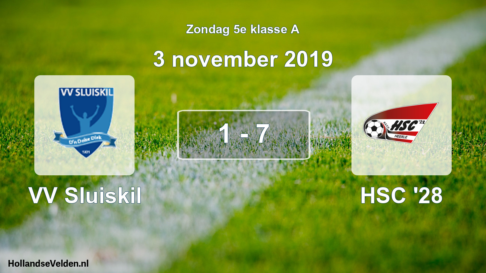 Total number of matches played: VV Sluiskil - HSC '28 1 - 7 (3 November 2019)