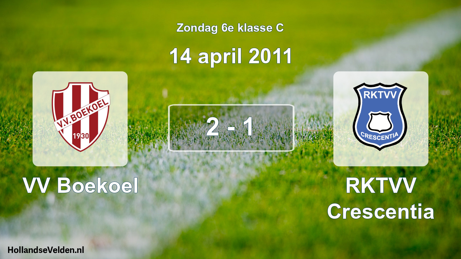 Total number of matches played: VV Boekoel - RKTVV Crescentia 2 - 1 (14 April 2011)