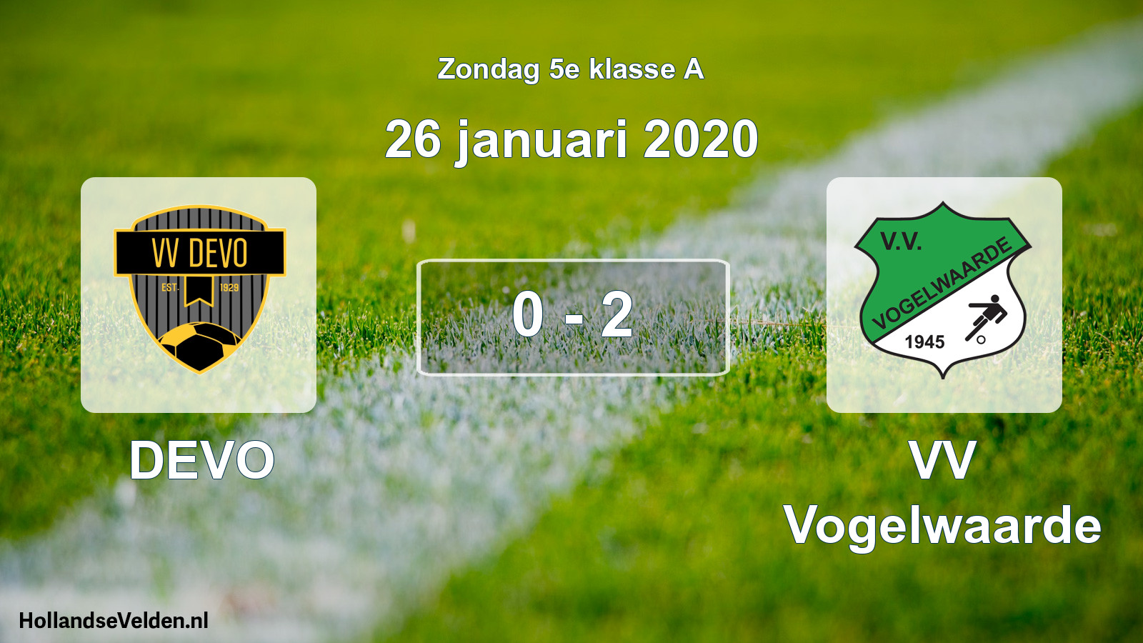 Total number of matches played: DEVO - VV Vogelwaarde 0 - 2 (26 January 2020)