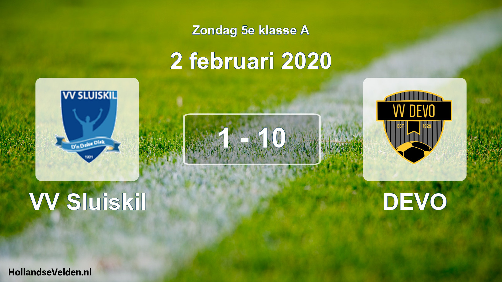 Total number of matches played: VV Sluiskil - DEVO 1 - 10 (2 February 2020)