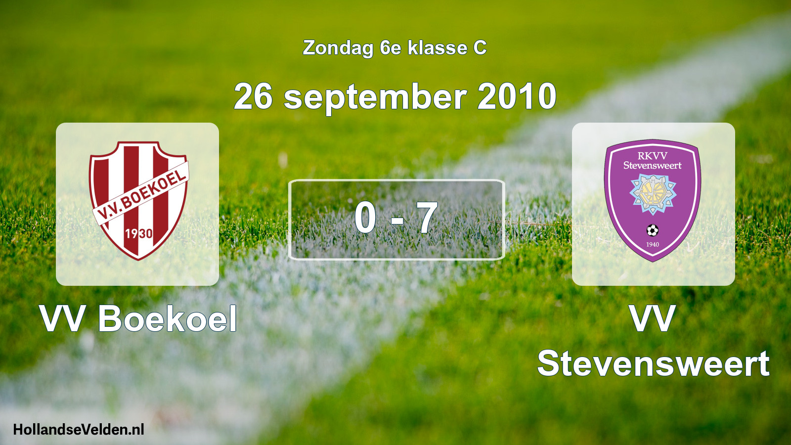 Total number of matches played: VV Boekoel - VV Stevensweert 0 - 7 (26 September 2010)