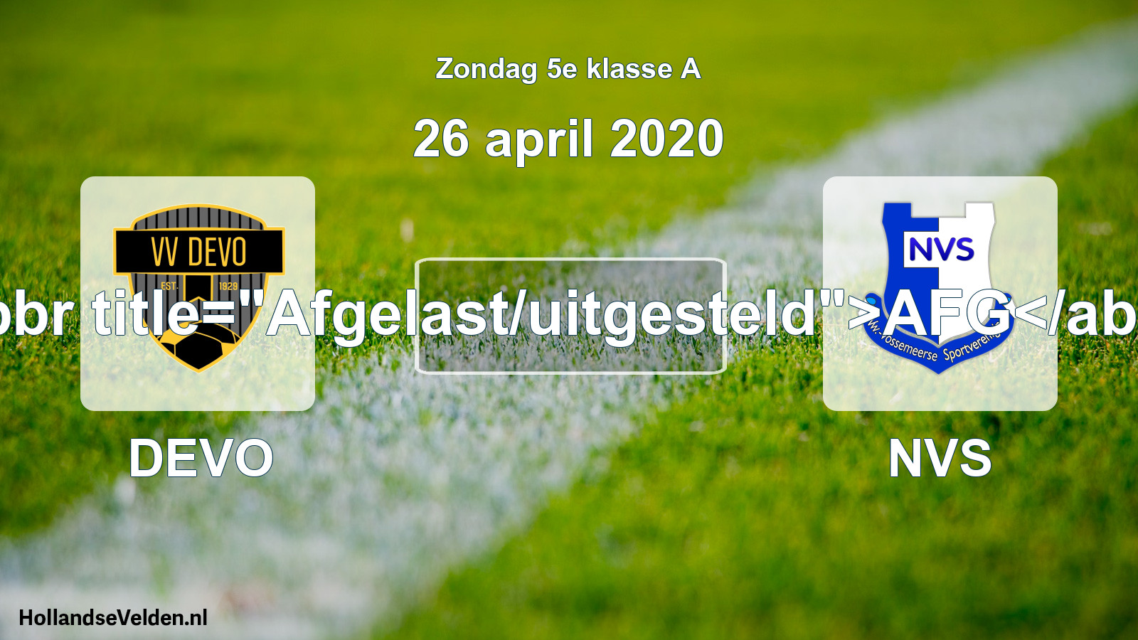 Scheduled Match: DEVO - NVS (26 April 2020)