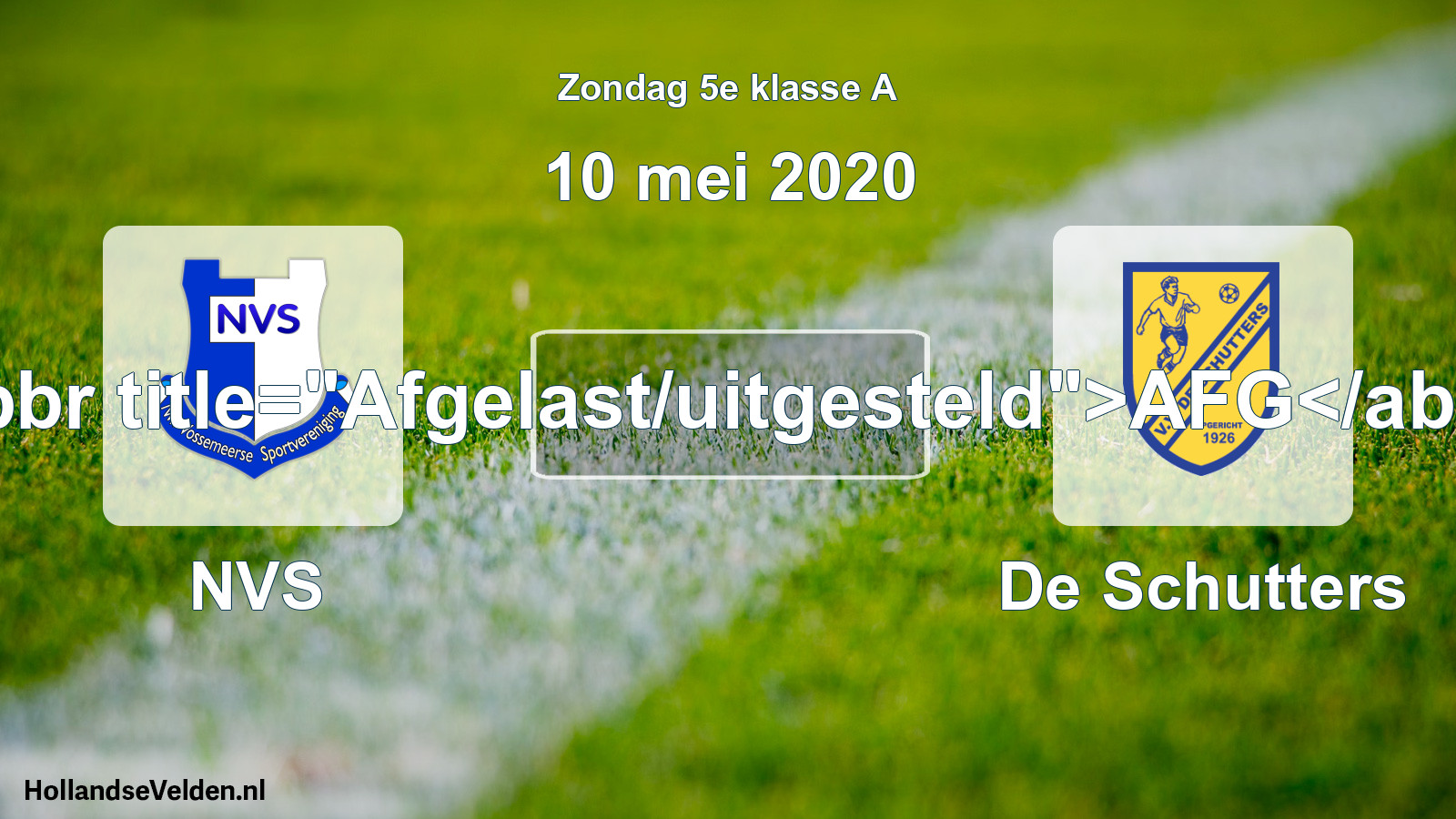 Scheduled Match: NVS - De Schutters (10 May 2020)