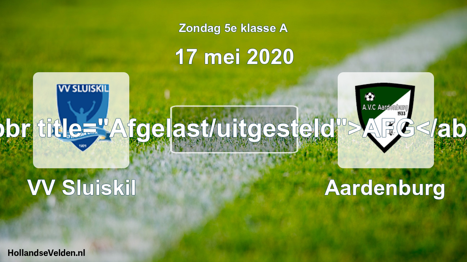 Scheduled Match: VV Sluiskil - Aardenburg (17 May 2020)