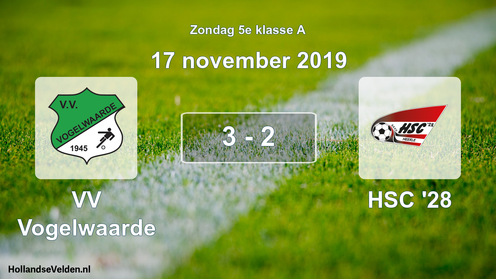 Total number of matches played: VV Vogelwaarde - HSC '28 3 - 2 (17 November 2019)