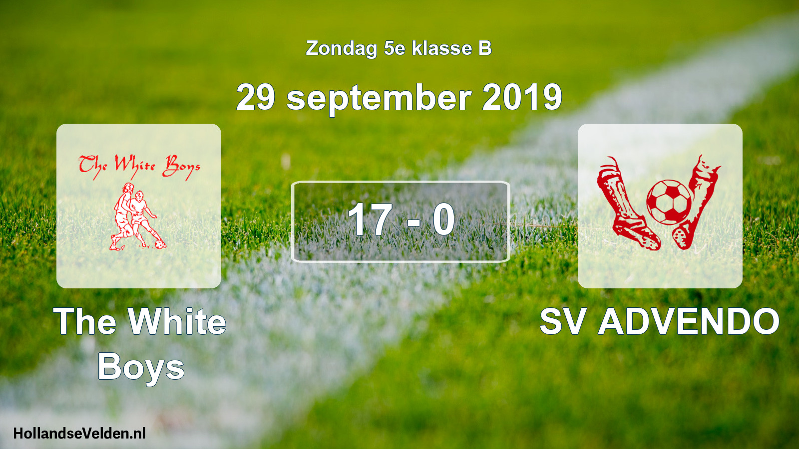 Total number of matches played: The White Boys - SV ADVENDO 17 - 0 (29 September 2019)