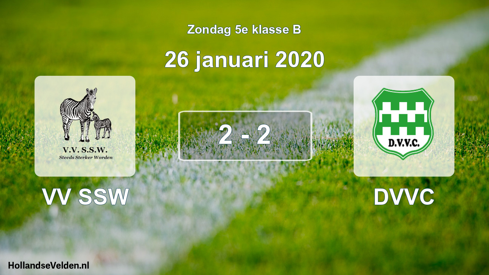 Total number of matches played: VV SSW - DVVC 2 - 2 (26 January 2020)
