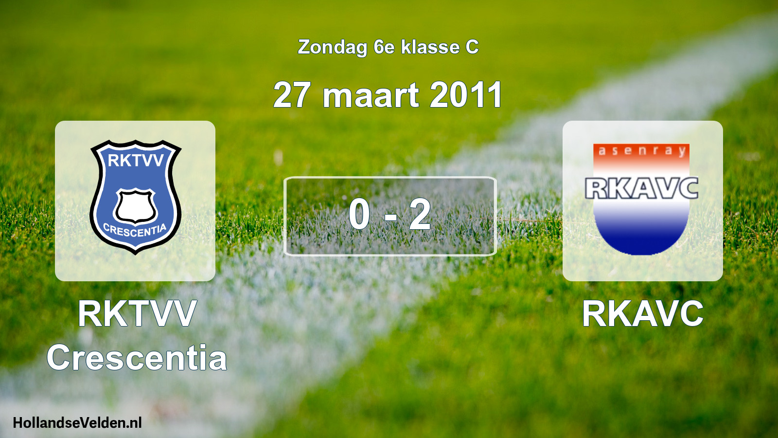 Total number of matches played: RKTVV Crescentia - RKAVC 0 - 2 (27 March 2011)
