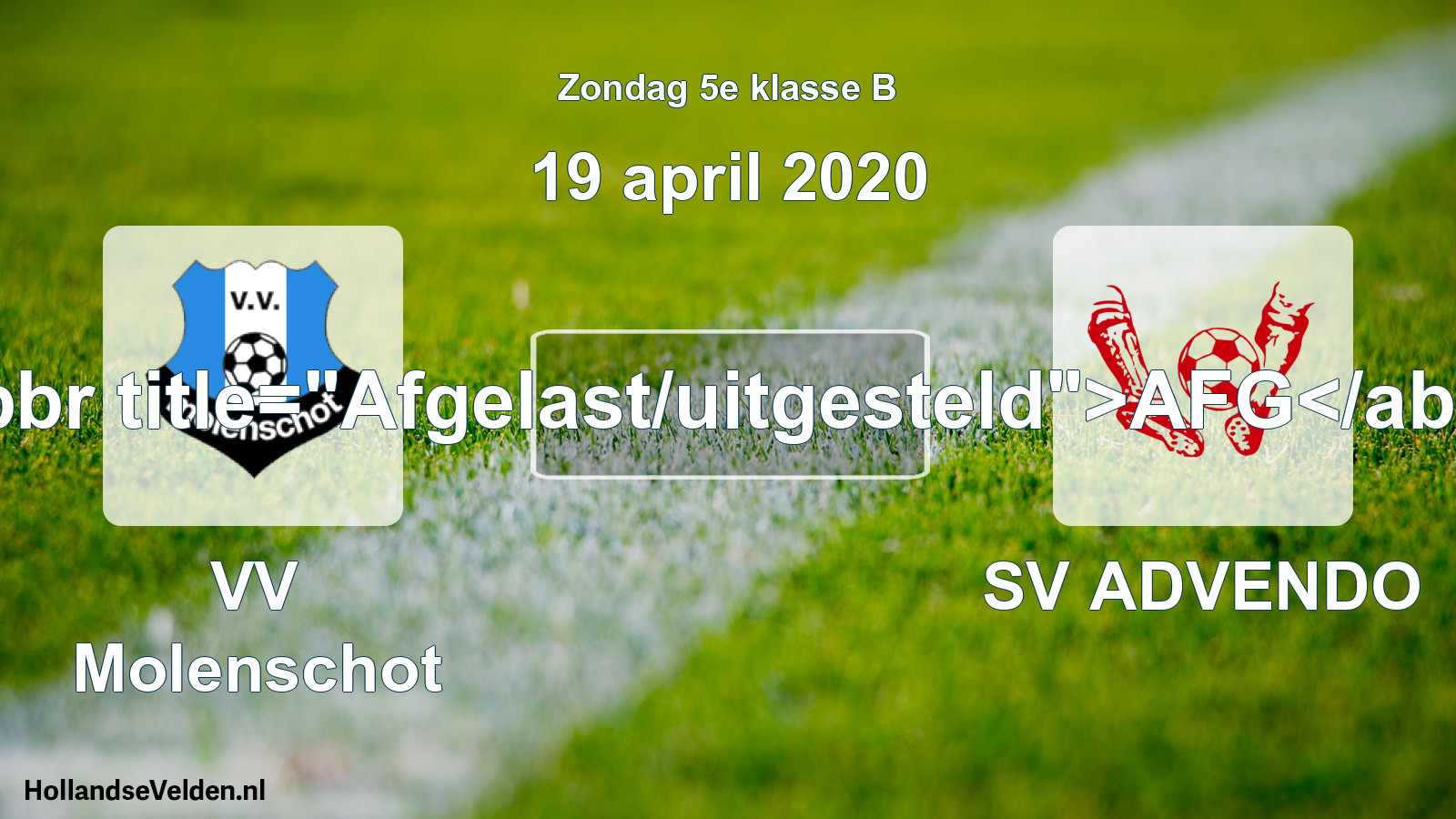 Scheduled Match: VV Molenschot - SV ADVENDO (19 April 2020)
