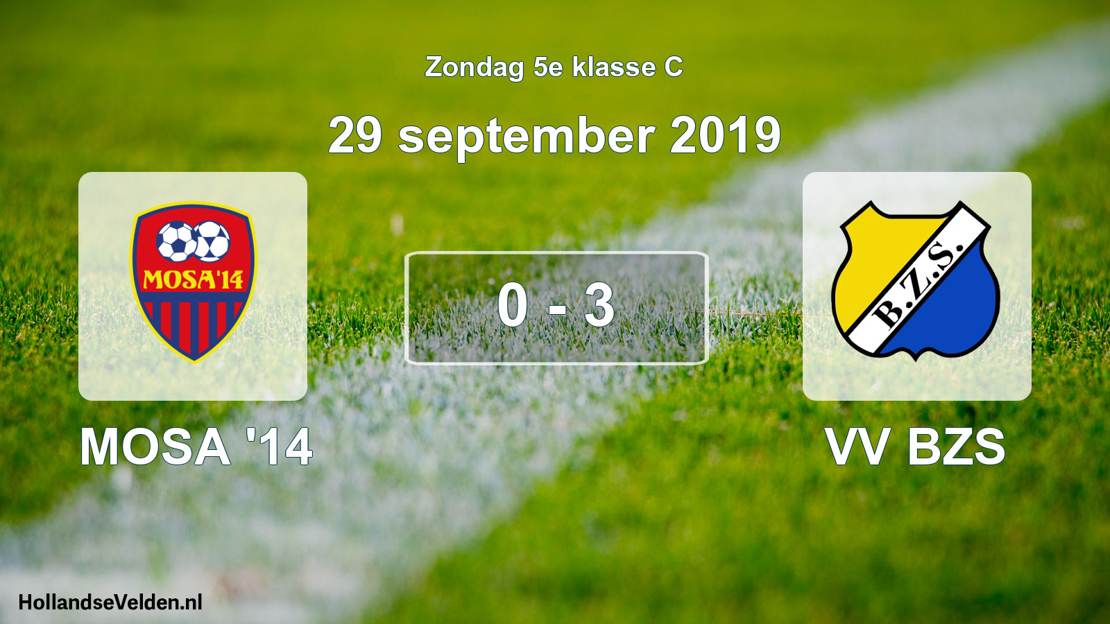 Total number of matches played: MOSA '14 - VV BZS 0 - 3 (29 September 2019)