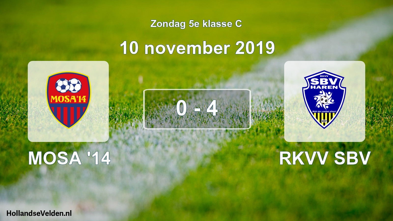 Total number of matches played: MOSA '14 - RKVV SBV 0 - 4 (10 November 2019)