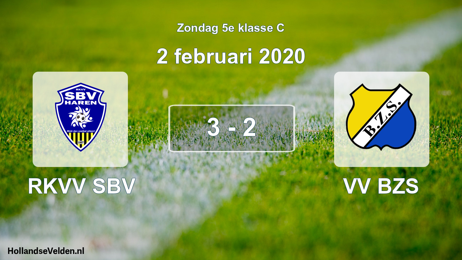 Total number of matches played: RKVV SBV - VV BZS 3 - 2 (2 February 2020)