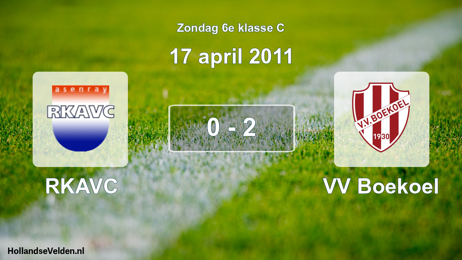 Total number of matches played: RKAVC - VV Boekoel 0 - 2 (17 April 2011)