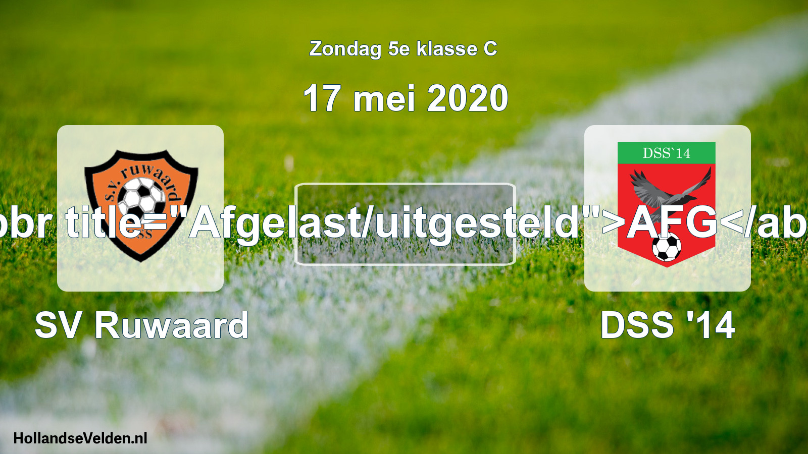 Scheduled Match: SV Ruwaard - DSS '14 (17 May 2020)