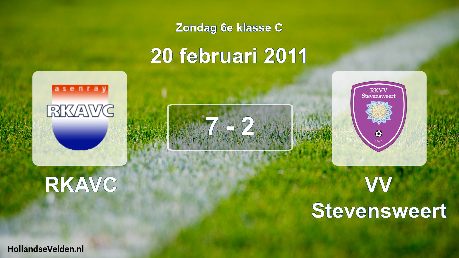 Total number of matches played: RKAVC - VV Stevensweert 7 - 2 (20 February 2011)
