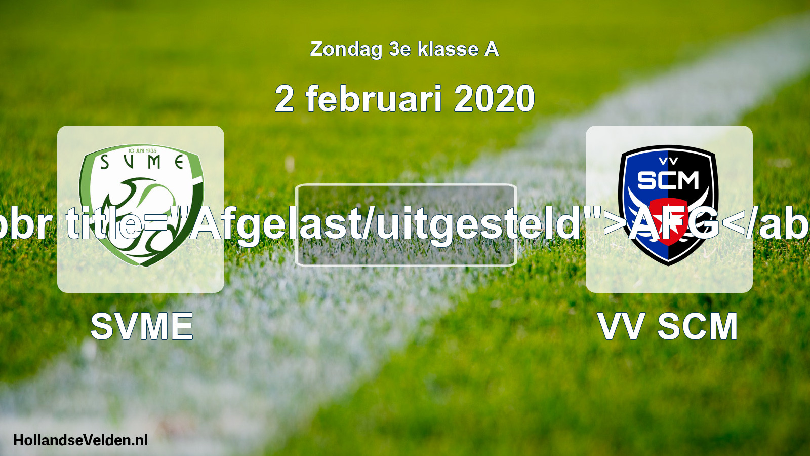 Scheduled Match: SVME - VV SCM (2 February 2020)