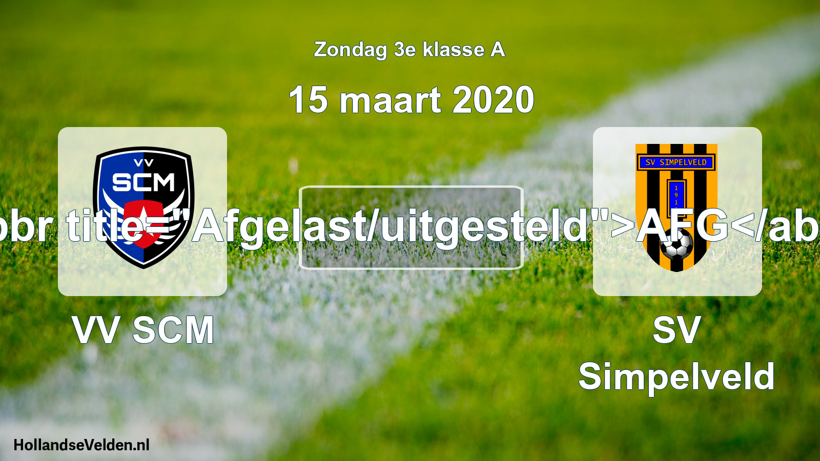 Scheduled Match: VV SCM - SV Simpelveld (15 March 2020)