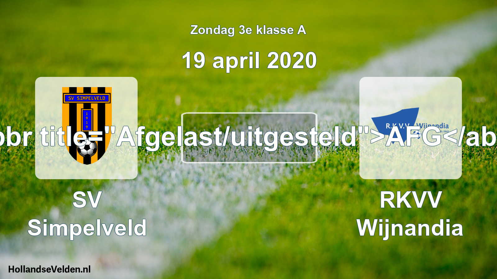Scheduled Match: SV Simpelveld - RKVV Wijnandia (19 April 2020)