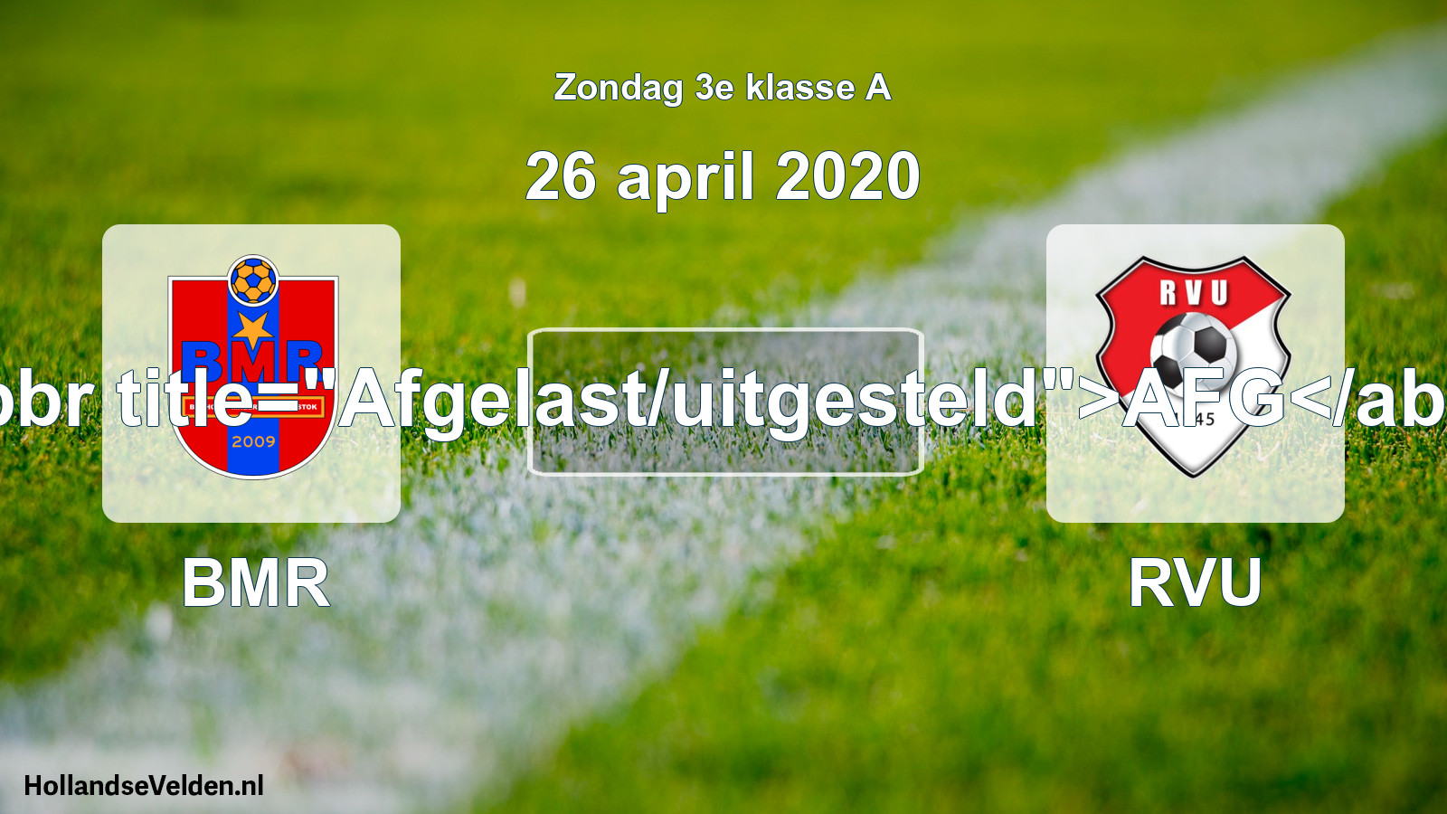 Scheduled Match: BMR - RVU (26 April 2020)