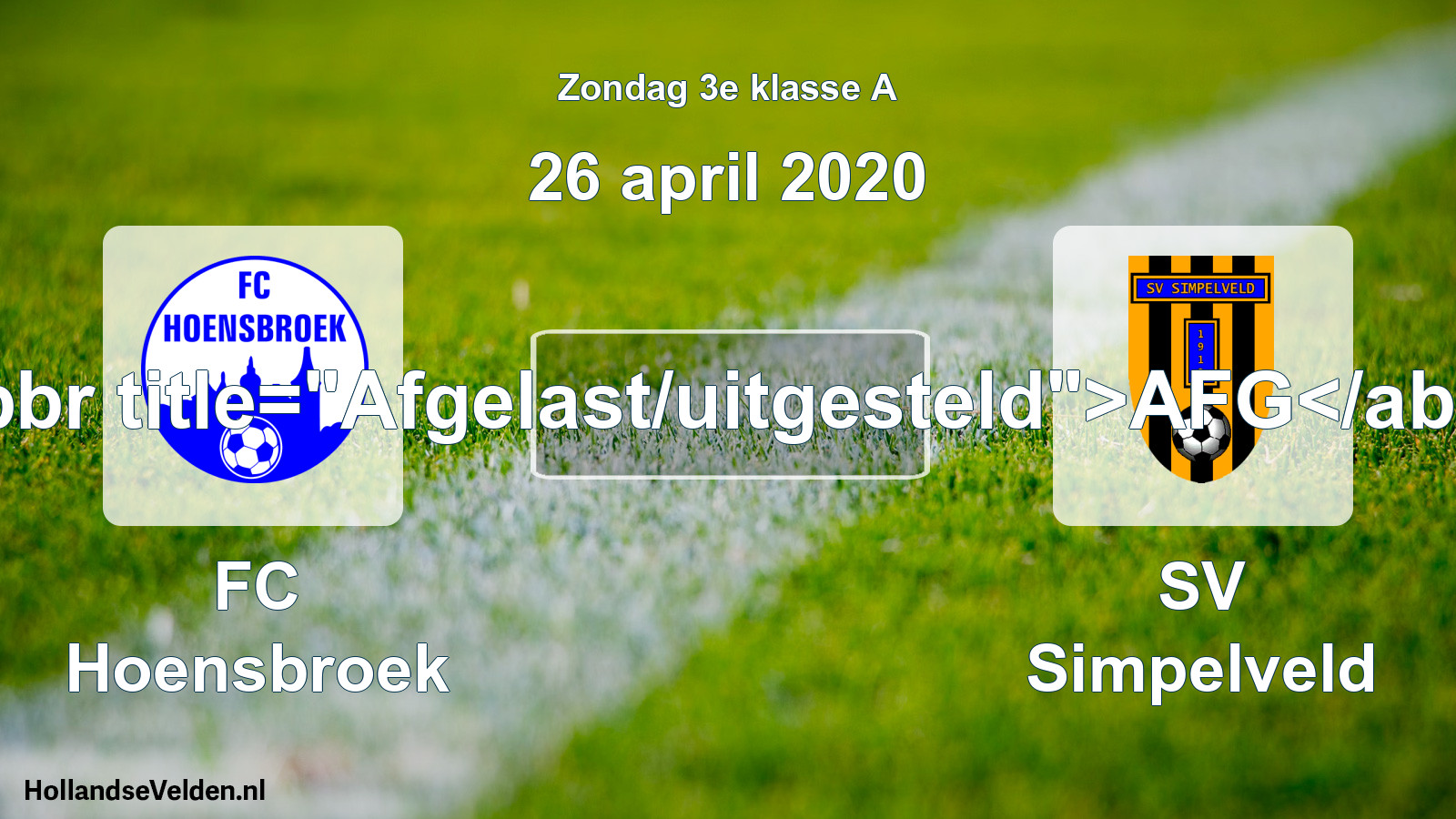 Scheduled Match: FC Hoensbroek - SV Simpelveld (26 April 2020)